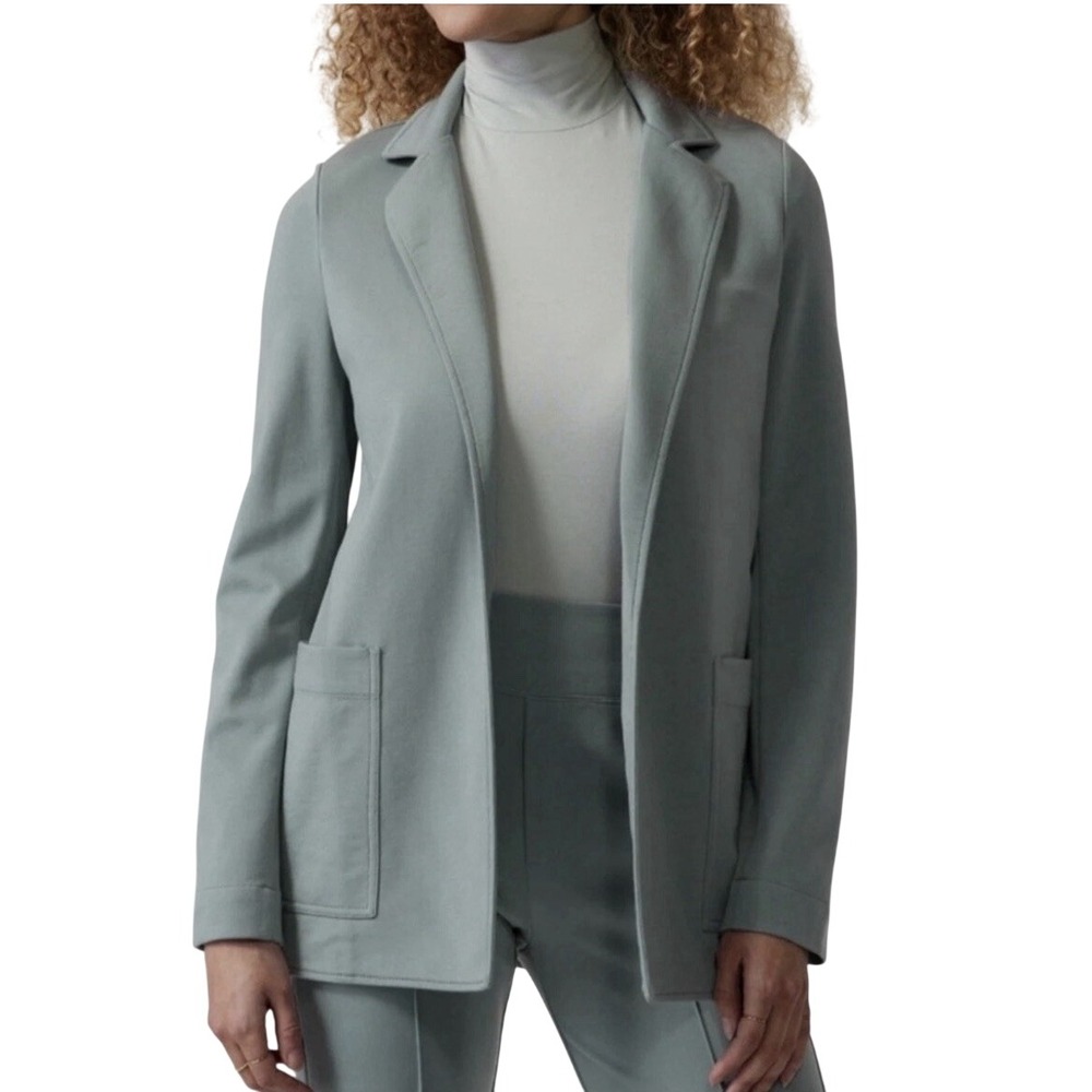 Athleta Eastbound Minimalist Seafoam Sage Green Open Front Blazer Ponte Knit 18